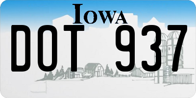 IA license plate DOT937