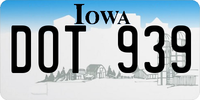 IA license plate DOT939