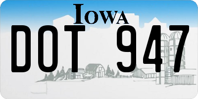 IA license plate DOT947