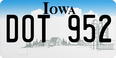 IA license plate DOT952