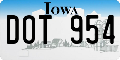 IA license plate DOT954