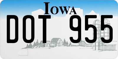 IA license plate DOT955