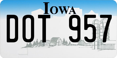 IA license plate DOT957