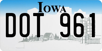IA license plate DOT961