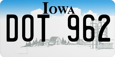 IA license plate DOT962