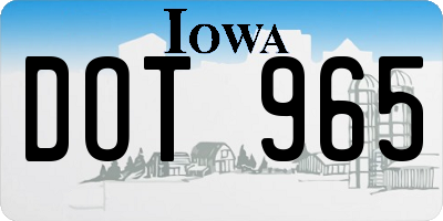 IA license plate DOT965