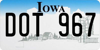 IA license plate DOT967