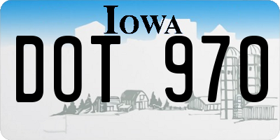 IA license plate DOT970