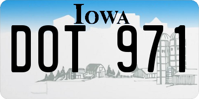 IA license plate DOT971