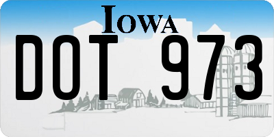 IA license plate DOT973