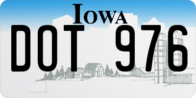 IA license plate DOT976