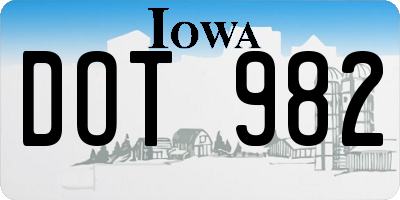 IA license plate DOT982