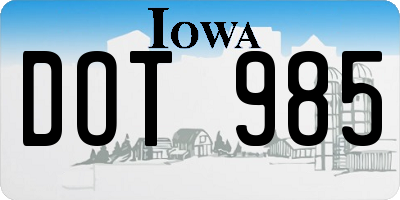 IA license plate DOT985
