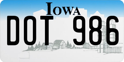 IA license plate DOT986