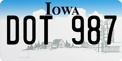 IA license plate DOT987