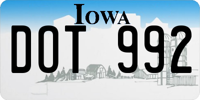 IA license plate DOT992