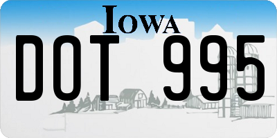 IA license plate DOT995