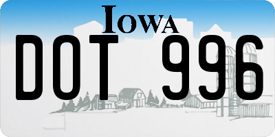 IA license plate DOT996