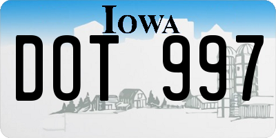 IA license plate DOT997