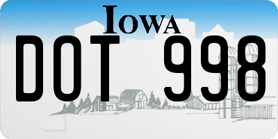 IA license plate DOT998