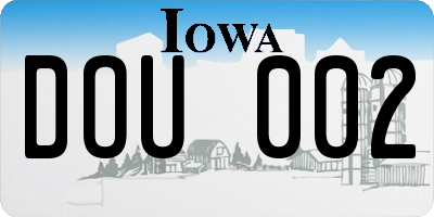 IA license plate DOU002