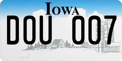 IA license plate DOU007
