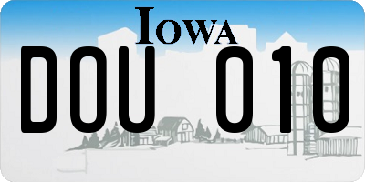 IA license plate DOU010