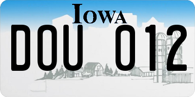 IA license plate DOU012
