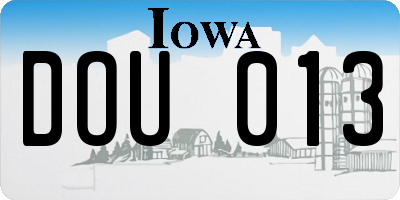 IA license plate DOU013