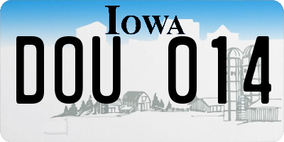 IA license plate DOU014