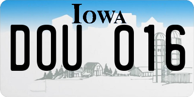 IA license plate DOU016