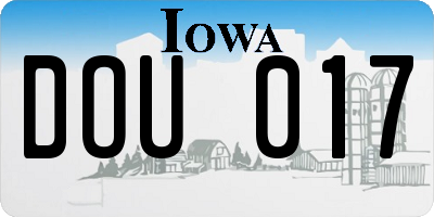 IA license plate DOU017