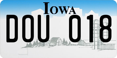 IA license plate DOU018