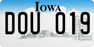 IA license plate DOU019