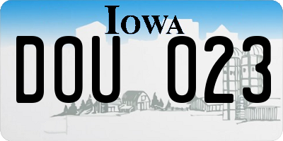 IA license plate DOU023