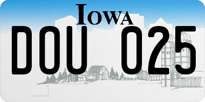 IA license plate DOU025