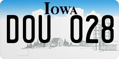 IA license plate DOU028