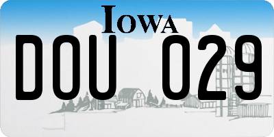 IA license plate DOU029