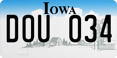 IA license plate DOU034