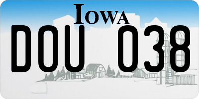 IA license plate DOU038