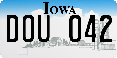 IA license plate DOU042