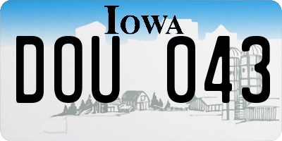 IA license plate DOU043