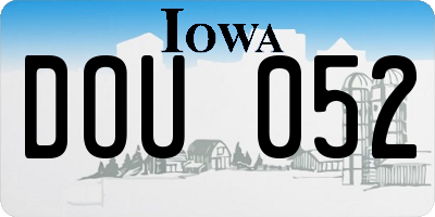 IA license plate DOU052