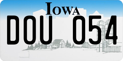 IA license plate DOU054