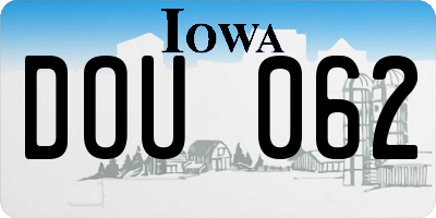 IA license plate DOU062