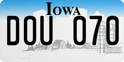 IA license plate DOU070