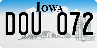 IA license plate DOU072