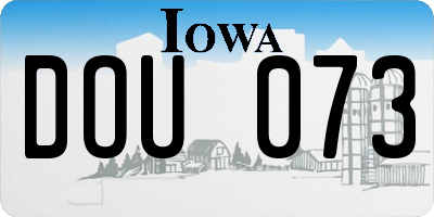 IA license plate DOU073