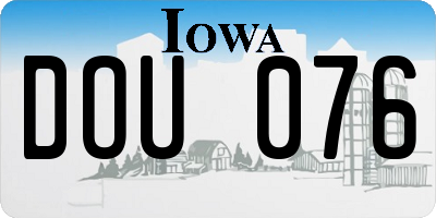 IA license plate DOU076