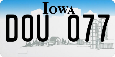 IA license plate DOU077